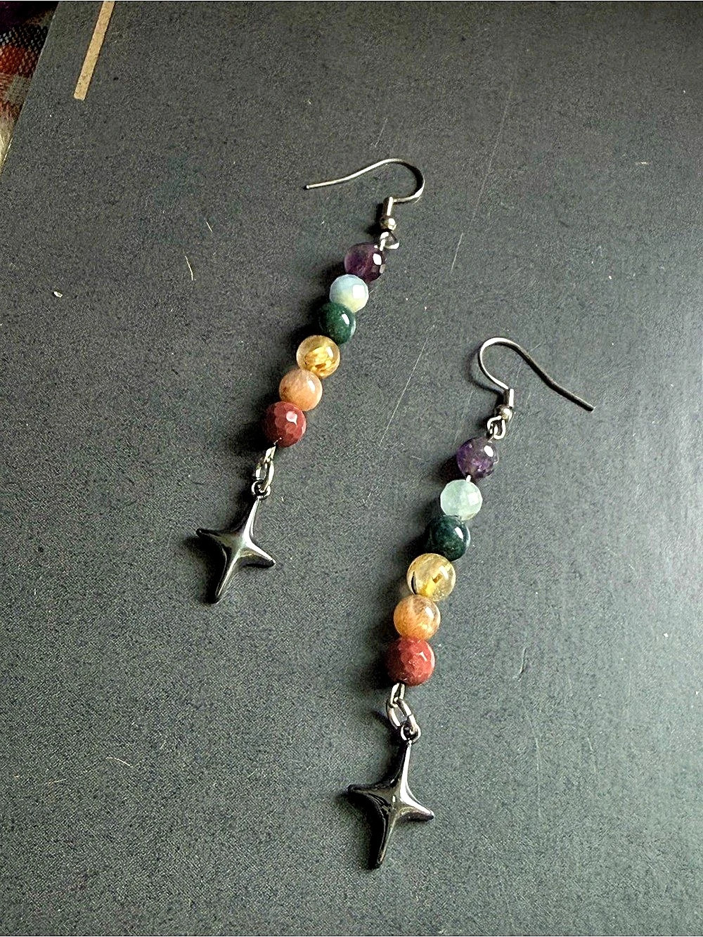 Multicolor Beaded Star Drop Earrings star charm witchy boho earrings for women